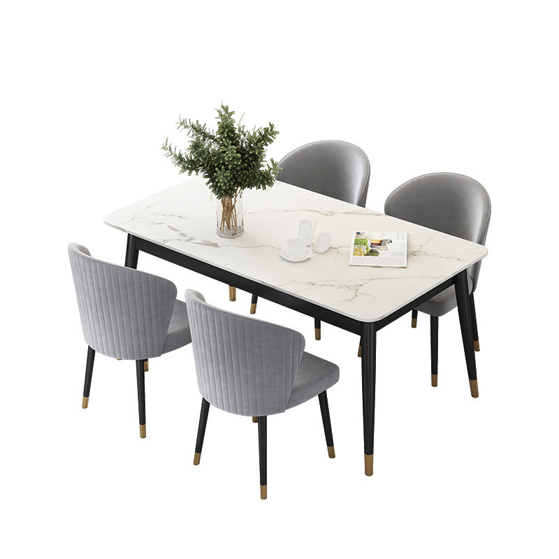 White Stone Top Dining Table Contemporary Rectangle Dining Table with 4 Legs