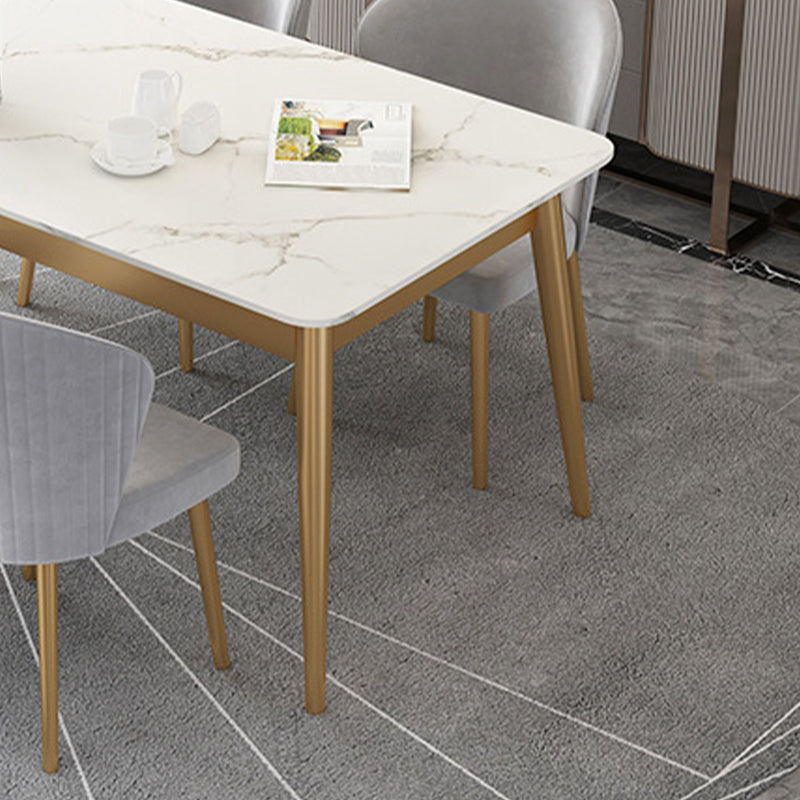 White Stone Top Dining Table Contemporary Rectangle Dining Table with 4 Legs