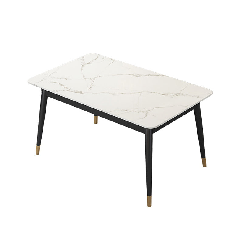 White Stone Top Dining Table Contemporary Rectangle Dining Table with 4 Legs