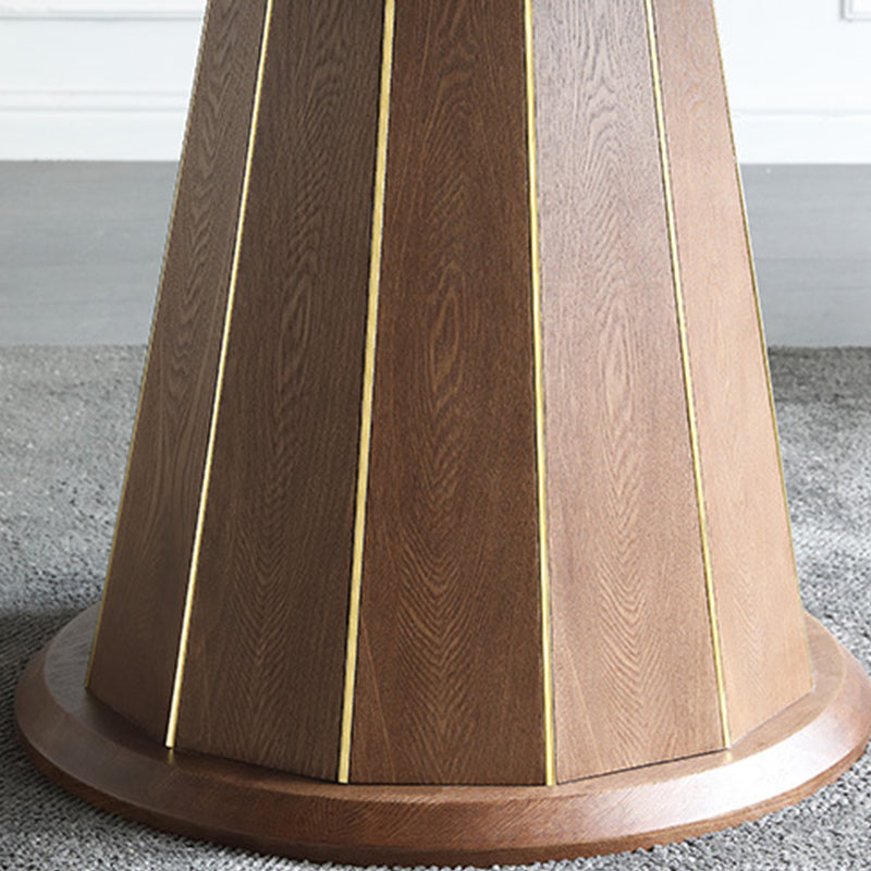 Wood Contemporary Round Dining Table Matte Finish Pedestal Table for Home