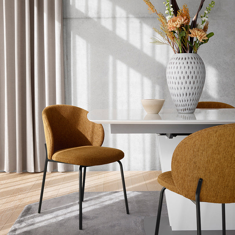Modern Armless Dining Chairs Black Metal Legs Home Dining Side Chair