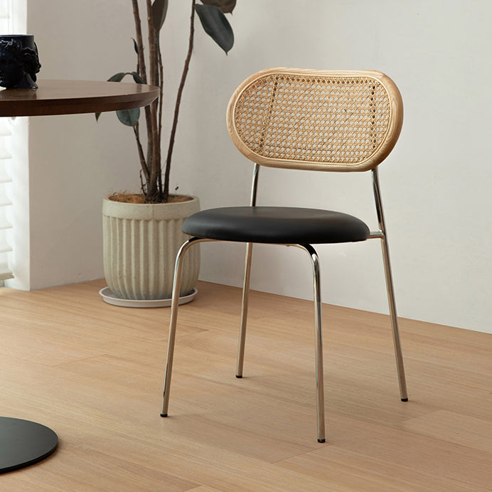 Faux Leather upholstery Dining Chairs Modern Armless Open Back Dining Side Chair