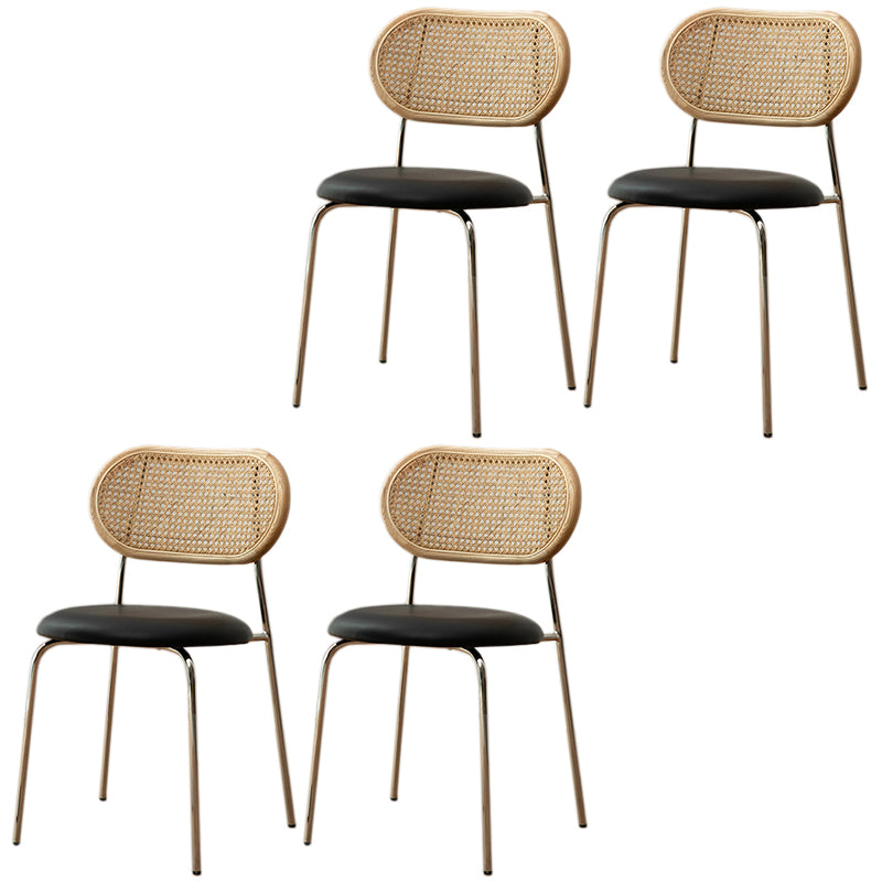 Faux Leather upholstery Dining Chairs Modern Armless Open Back Dining Side Chair