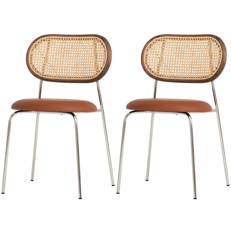 Faux Leather upholstery Dining Chairs Modern Armless Open Back Dining Side Chair