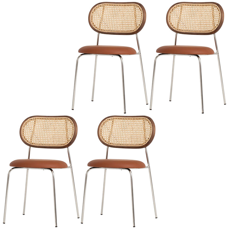 Faux Leather upholstery Dining Chairs Modern Armless Open Back Dining Side Chair