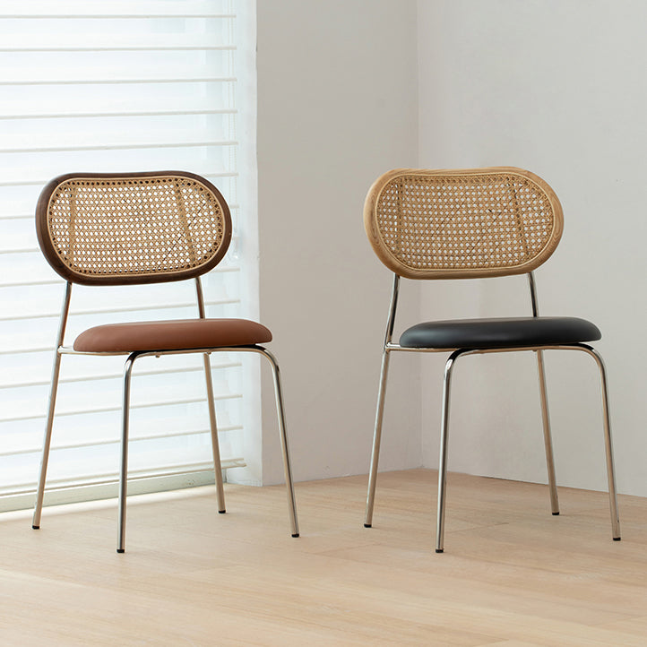 Faux Leather upholstery Dining Chairs Modern Armless Open Back Dining Side Chair