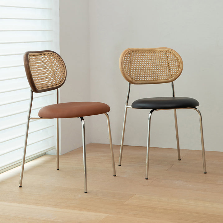 Faux Leather upholstery Dining Chairs Modern Armless Open Back Dining Side Chair