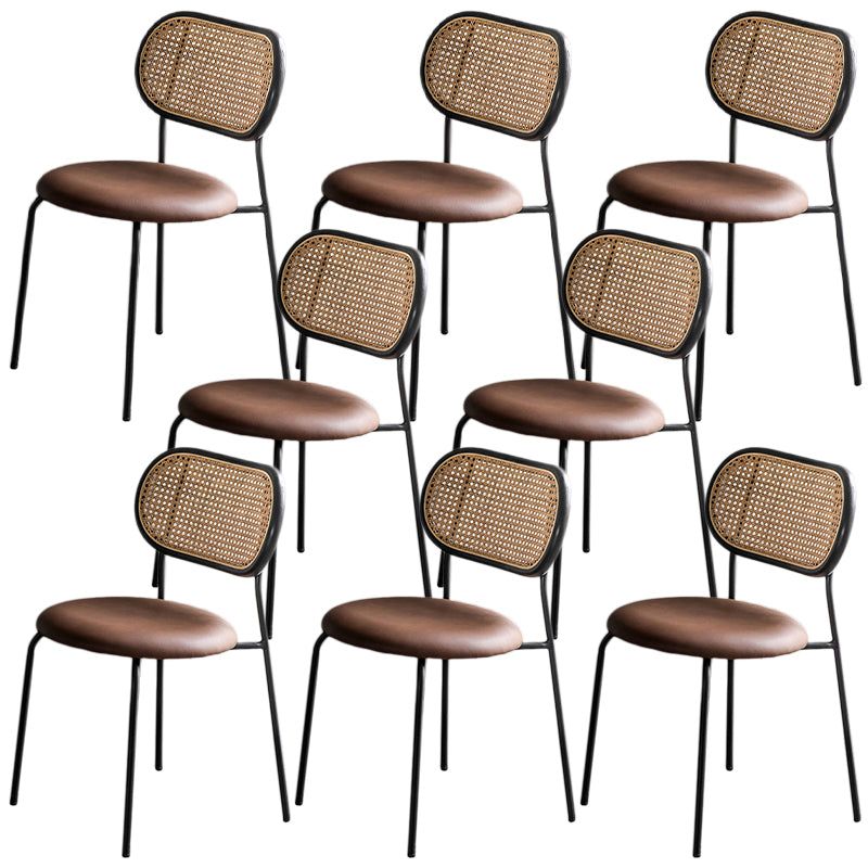 Faux Leather upholstery Dining Chairs Modern Armless Open Back Dining Side Chair