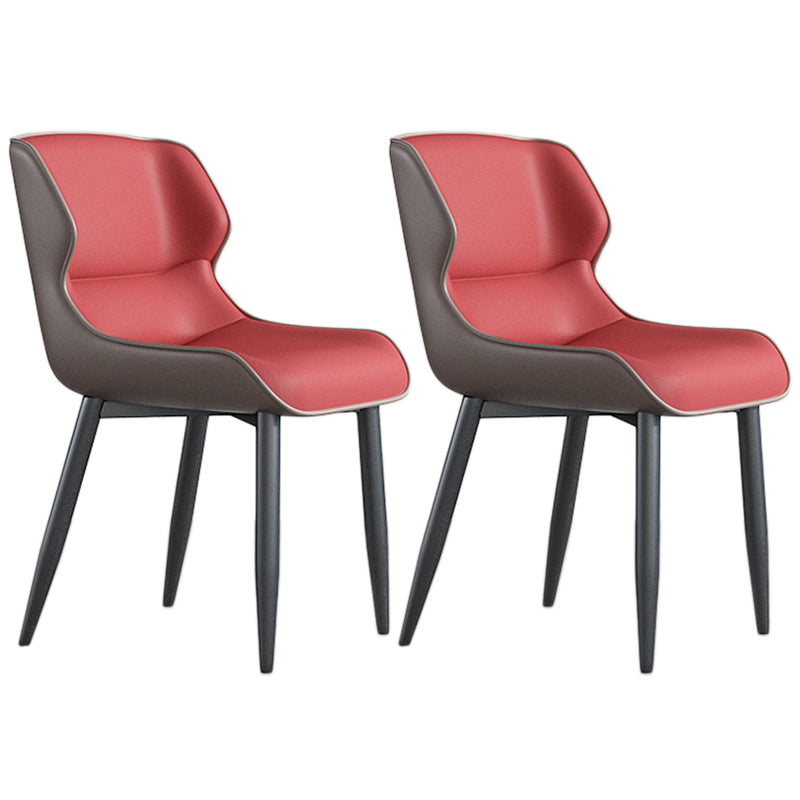Faux Leather Armless Dining Chairs Modern Steel Legs Dining Side Chair