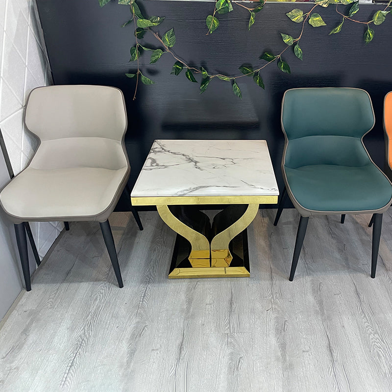 Faux Leather Armless Dining Chairs Modern Steel Legs Dining Side Chair