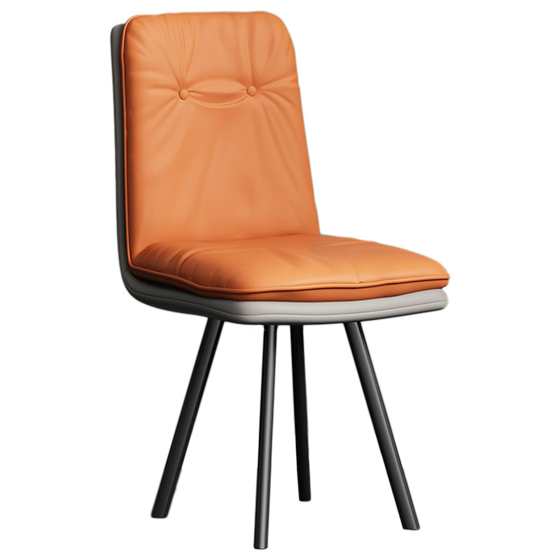Modern Armless Dining Chairs Faux Leather Parsons Dining Side Chair