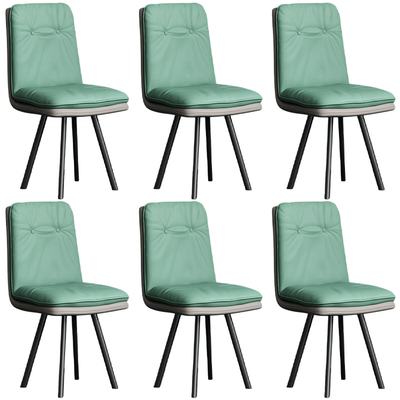 Modern Armless Dining Chairs Faux Leather Parsons Dining Side Chair