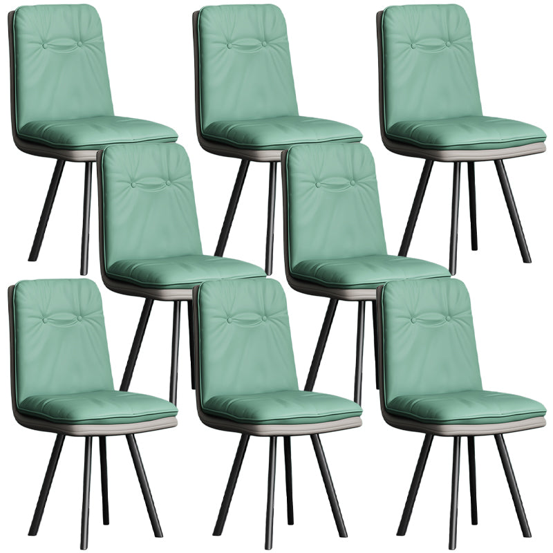 Modern Armless Dining Chairs Faux Leather Parsons Dining Side Chair