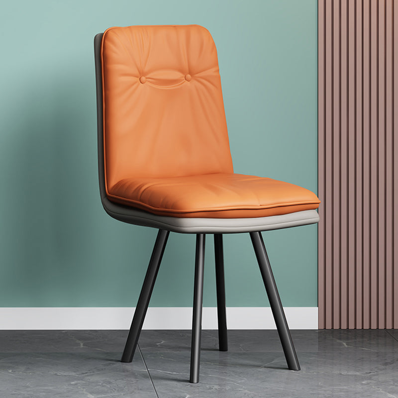 Modern Armless Dining Chairs Faux Leather Parsons Dining Side Chair