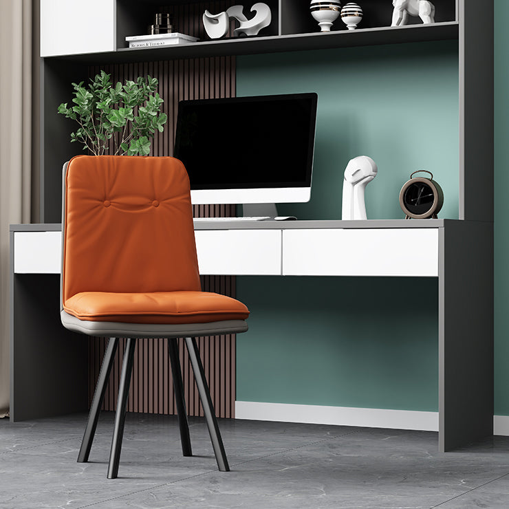 Modern Armless Dining Chairs Faux Leather Parsons Dining Side Chair