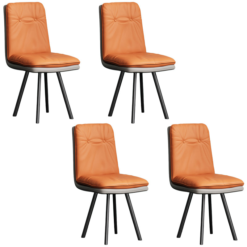 Modern Armless Dining Chairs Faux Leather Parsons Dining Side Chair