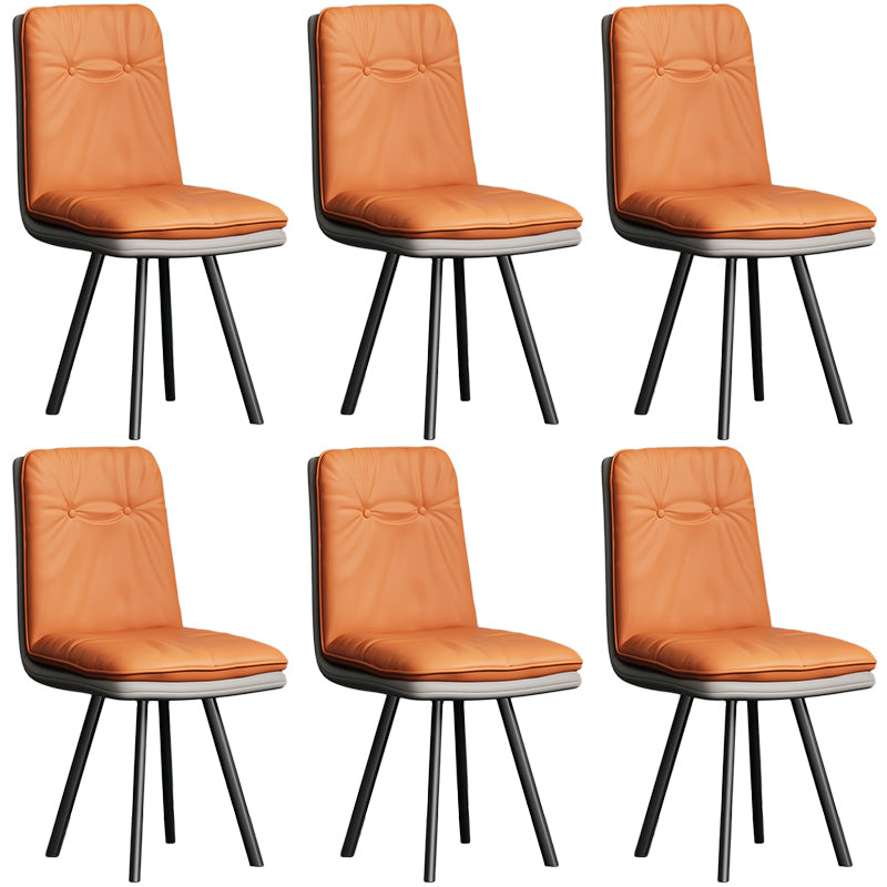 Modern Armless Dining Chairs Faux Leather Parsons Dining Side Chair