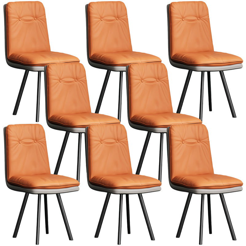 Modern Armless Dining Chairs Faux Leather Parsons Dining Side Chair