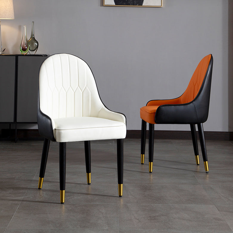 Faux Leather Armless Dining Chairs Glam Dining Side Chair for Home