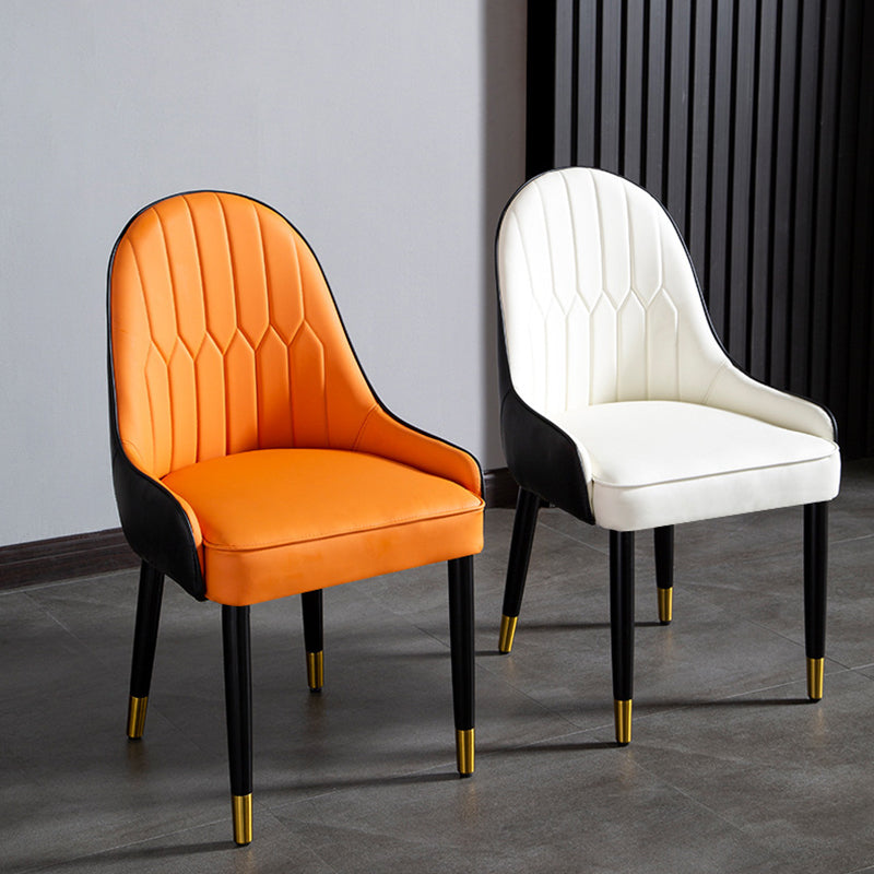 Faux Leather Armless Dining Chairs Glam Dining Side Chair for Home