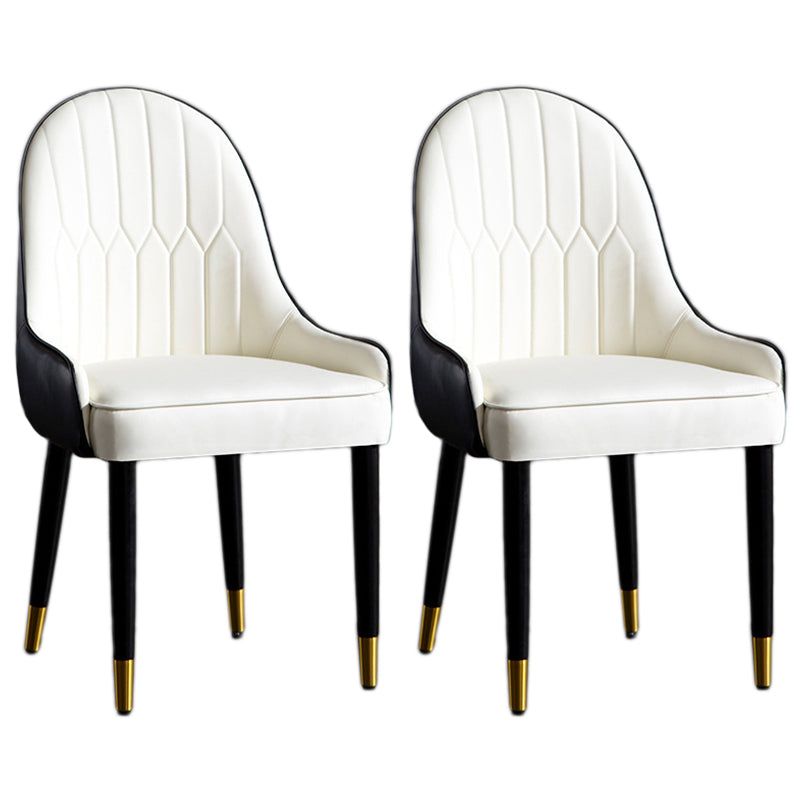 Faux Leather Armless Dining Chairs Glam Dining Side Chair for Home