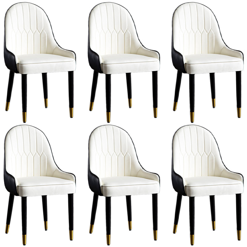 Faux Leather Armless Dining Chairs Glam Dining Side Chair for Home