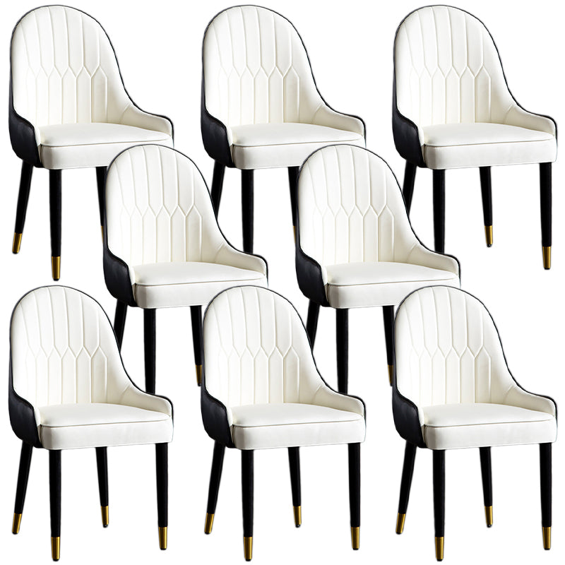 Faux Leather Armless Dining Chairs Glam Dining Side Chair for Home