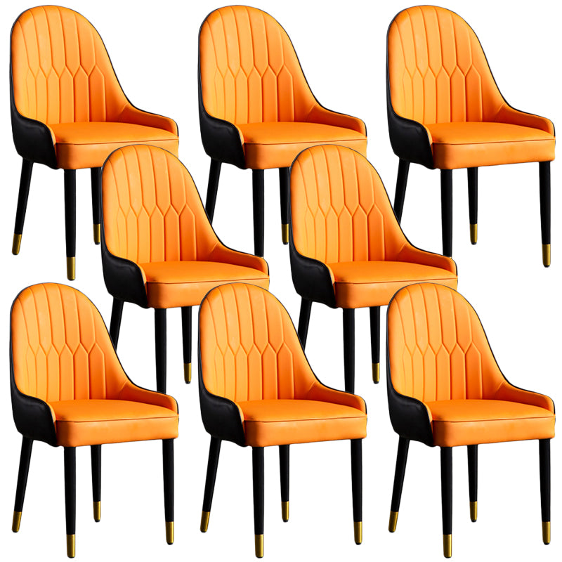 Faux Leather Armless Dining Chairs Glam Dining Side Chair for Home