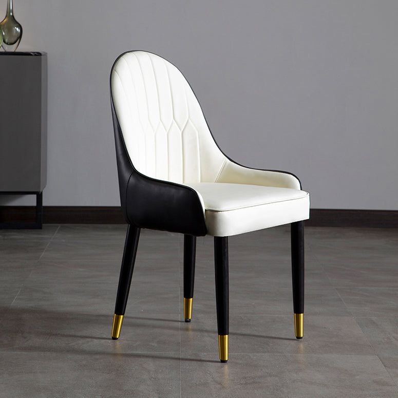 Faux Leather Armless Dining Chairs Glam Dining Side Chair for Home