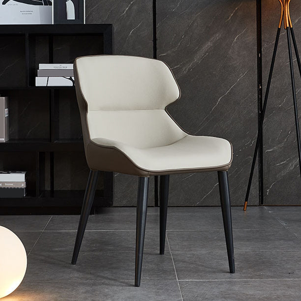 Faux Leather and Metal Armless Dining Chairs Modern Side Chair