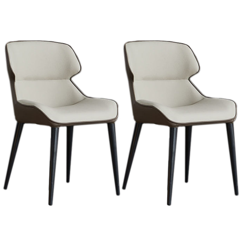 Faux Leather and Metal Armless Dining Chairs Modern Side Chair