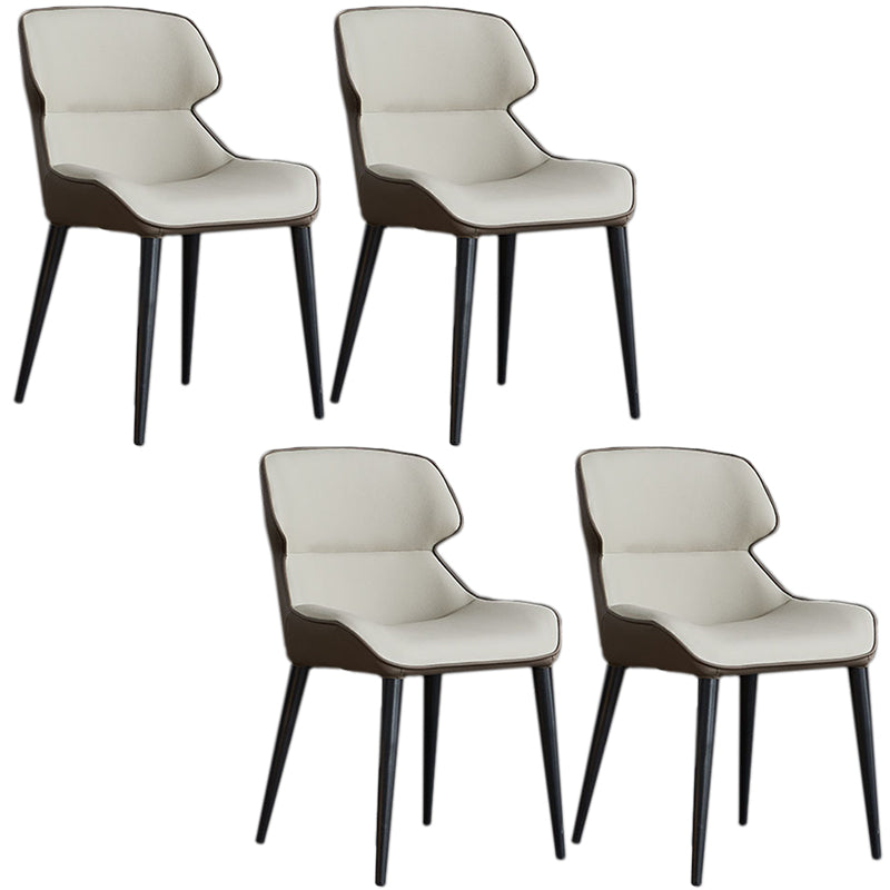 Faux Leather and Metal Armless Dining Chairs Modern Side Chair