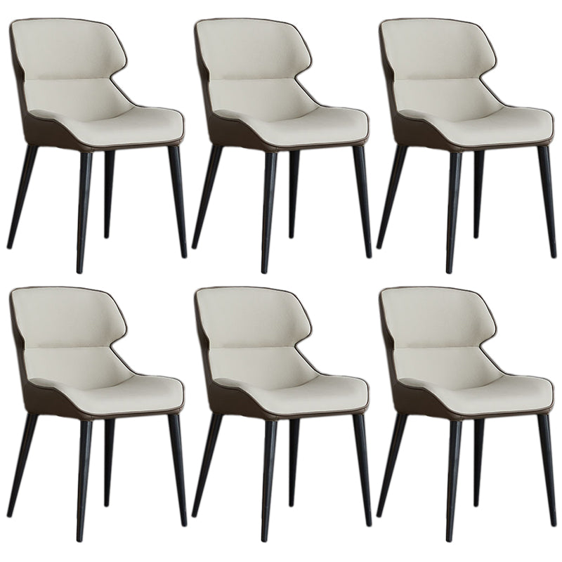Faux Leather and Metal Armless Dining Chairs Modern Side Chair