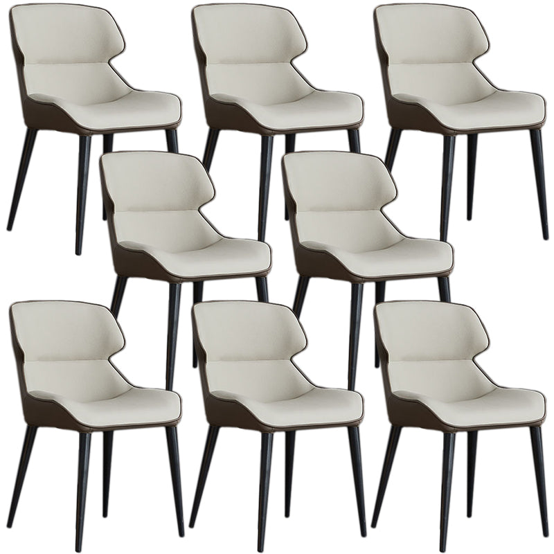 Faux Leather and Metal Armless Dining Chairs Modern Side Chair