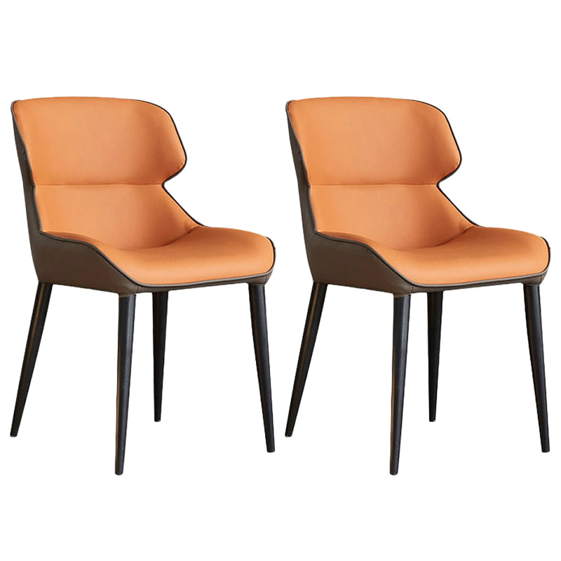 Faux Leather and Metal Armless Dining Chairs Modern Side Chair