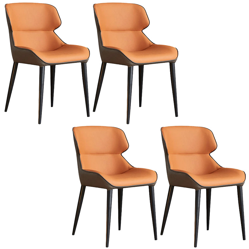 Faux Leather and Metal Armless Dining Chairs Modern Side Chair