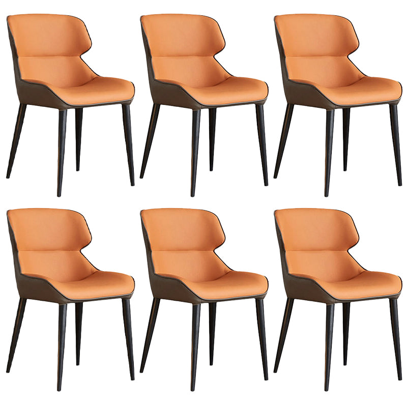 Faux Leather and Metal Armless Dining Chairs Modern Side Chair