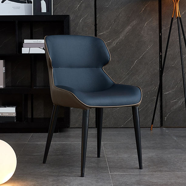 Faux Leather and Metal Armless Dining Chairs Modern Side Chair