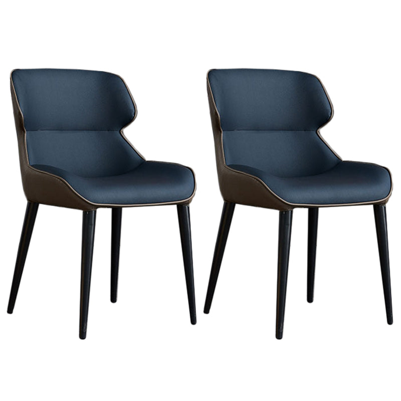 Faux Leather and Metal Armless Dining Chairs Modern Side Chair