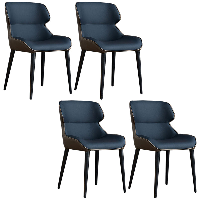 Faux Leather and Metal Armless Dining Chairs Modern Side Chair