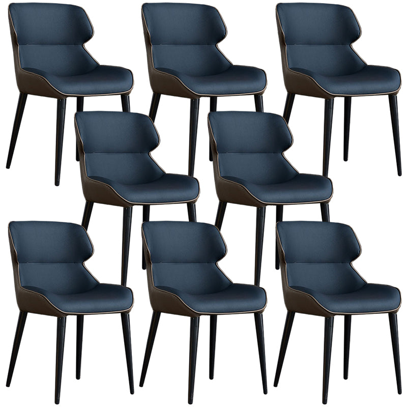 Faux Leather and Metal Armless Dining Chairs Modern Side Chair