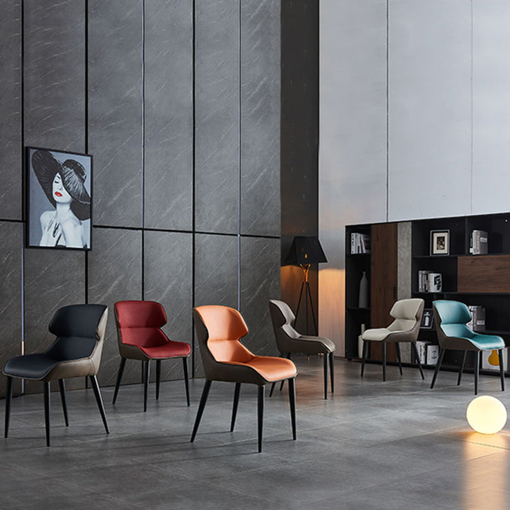 Faux Leather and Metal Armless Dining Chairs Modern Side Chair
