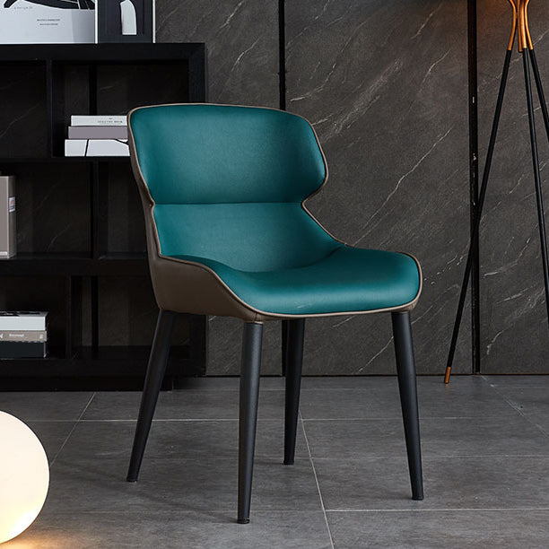 Faux Leather and Metal Armless Dining Chairs Modern Side Chair
