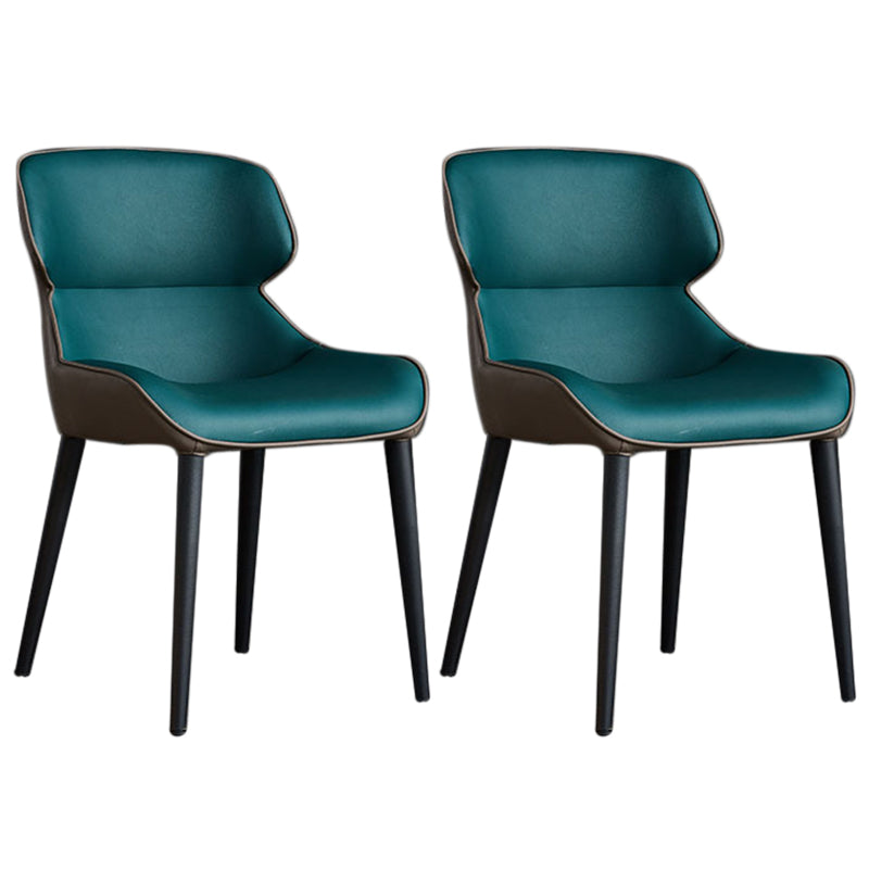 Faux Leather and Metal Armless Dining Chairs Modern Side Chair