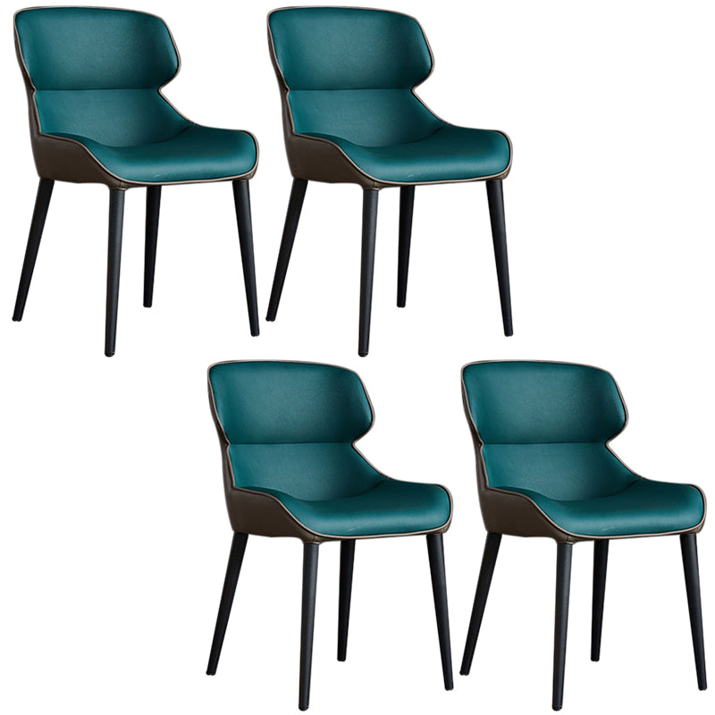 Faux Leather and Metal Armless Dining Chairs Modern Side Chair