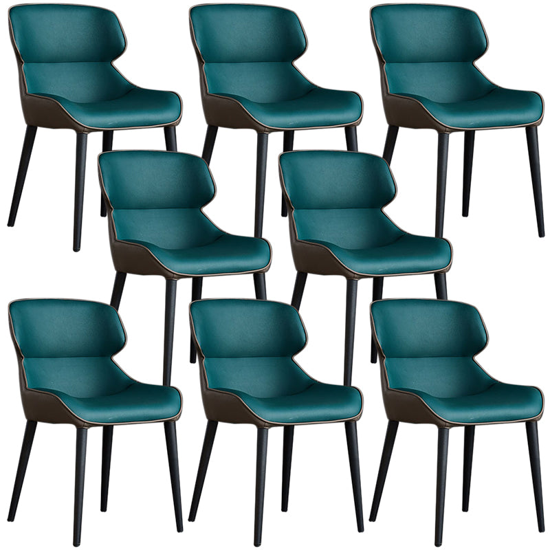 Faux Leather and Metal Armless Dining Chairs Modern Side Chair