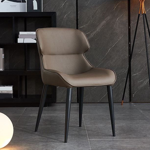 Faux Leather and Metal Armless Dining Chairs Modern Side Chair