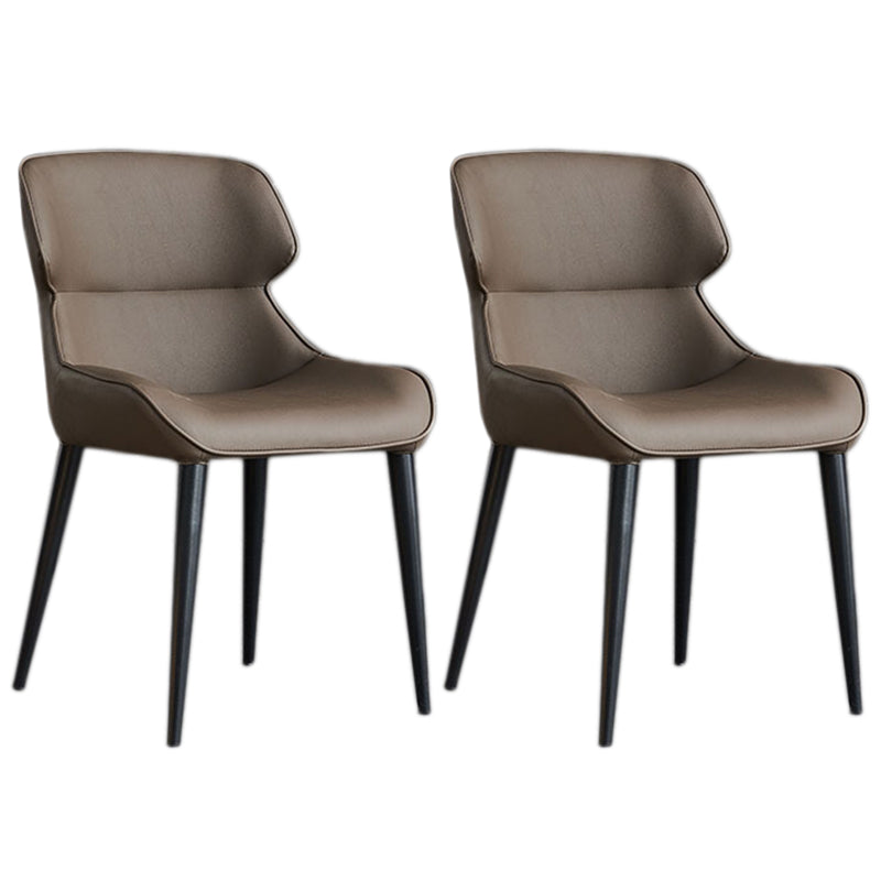 Faux Leather and Metal Armless Dining Chairs Modern Side Chair