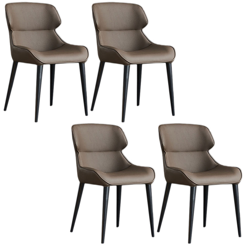 Faux Leather and Metal Armless Dining Chairs Modern Side Chair