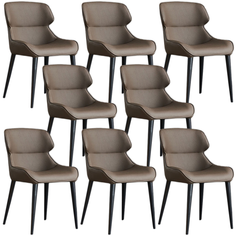 Faux Leather and Metal Armless Dining Chairs Modern Side Chair